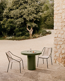 Садовое кресло Zivia из веревки цвета экрю и оцинкованной стали зеленого цвета