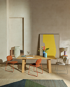 Стул Meli из терракотовой шенилли с терракотовыми металлическими ножками 