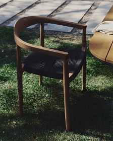 Ydalia Садовый стул из натурального тика и черной веревки