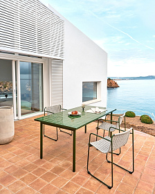 Стул Maurina из оцинкованной стали зеленого цвета и экрю и серым шнуром