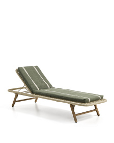 Подушка для шезлонга Daila зеленого цвета из 100% ПЭТ с рисунком икат, 50 x 175 см