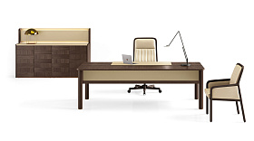 Стол для руководителя с высокой передней панелью в коже Artdeko 220 x 100