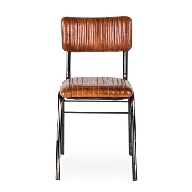 Стул с кожаным сиденьем Romina с черными ножками