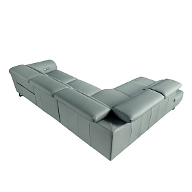 Угловой диван- реклайнер с левым шезлонгом 6251 из бирюзовой кожи