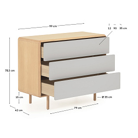 Комод Anielle из массива ясеня с тремя ящиками 98,9 x 78 см