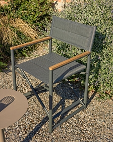 Складной уличный стул Tisno из графитового алюминия и серого текстиля
