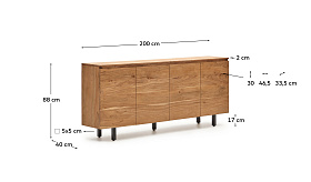 Сервант Uxue из массива акации с беленой отделкой 200 x 88