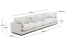 Gala 6-местный диван белого цвета 390 см