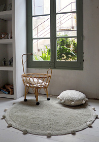 Ковер с помпонами оливковый 120D