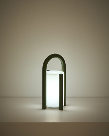 Портативная настольная лампа Leros из полиэтилена и стали зеленого цвета