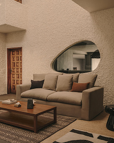 Nora Диван 3-х местный со съемным чехлом цвета экрю из льна и хлопка