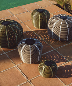 Уличный светильник Garoina из зеленого искусственного ротанга Ø50 см