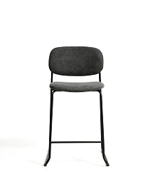 Полубарный стул Meli из серой синели с металлическими ножками, 65 см