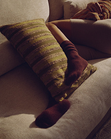 Чехол для подушки Dorevi из жаккарда в зеленую полоску 40 x 60 см