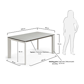 Стол Atta160 (220) x90 серый керамика