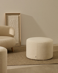 Kaeli Пуф для ног со съемным чехлом из экрю букле Ø 60