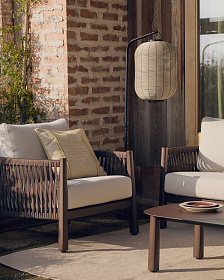 Портативная настольная лампа Saranella из светло-серого искусственного ротанга