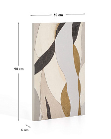 Абстрактный холст Marvilo серо-горчичного цвета 60 x 90 см