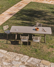 Раздвижной уличный стол Izola из алюминия с бежевой отделкой, 220 (280) x 100 см