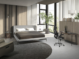 Кровать 7156/GC2123 серая ткань/экокожа 180 x 200 см