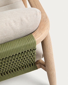 Уличный диван Menfi из массива акации и зеленой веревки, 136 см