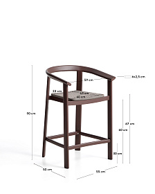 Уличный полубарный стул Erice из алюминия и веревки коричневого цвета, 75 см
