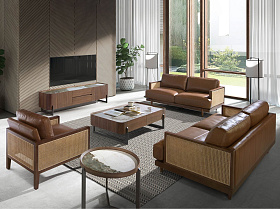 Диван 3-х местный 6177/KF8031-3P-M2731 из коричневой кожи