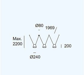Подвес Attic 3 bodies Conic Shape 2200mm 00-8375-05-14