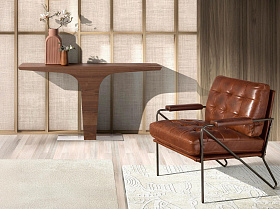 Кресло 5166 из коньячно-коричневой кожи