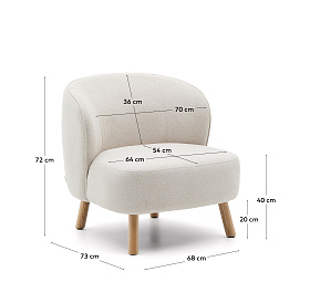 Кресло Ulit из бежевого шенилла с ножками из бука в натуральной отделке