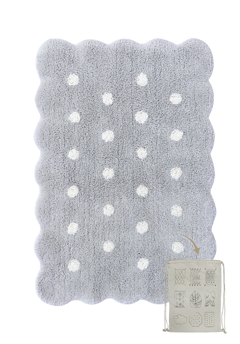 Стираемый ковер MINI Печенька жемчужно-белый 70*100