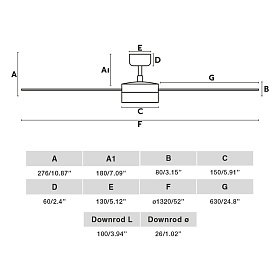 Потолочный вентилятор CRUISER L Ш1320MM черный/алюминиевый 3 P 18W LED DIM TUYA