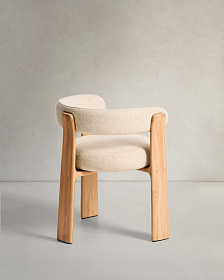 Уличный стул Granite бежевый с ножками из тикового дерева