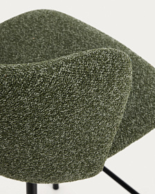 Барный стул Ciselia из темно-зеленого шенилла с ножками из черной стали