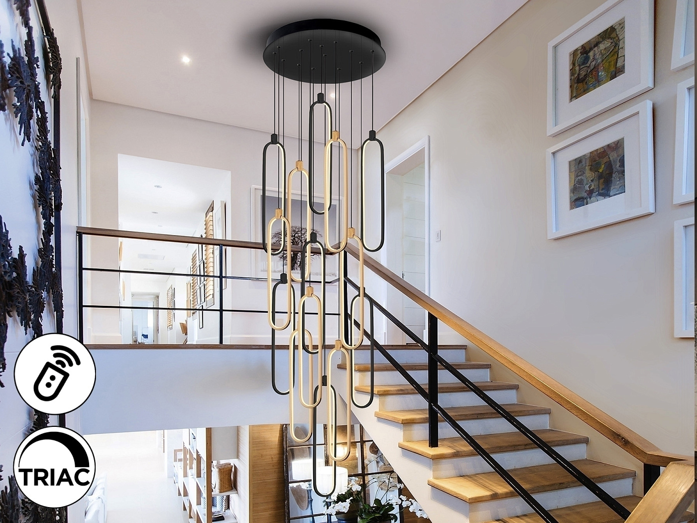 Colette Люстра 14L черный/розовое золото