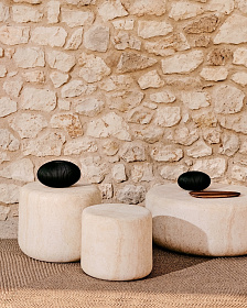 Цементный столик Drasi с отделкой под травертин Ø60 см