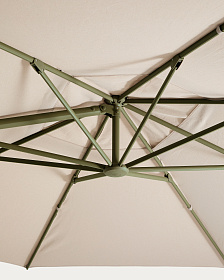 Бежевый консольный зонт Noli с зеленой алюминиевой конструкцией, 300 x 300 см