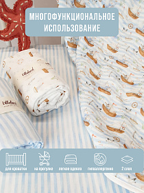Плед детский Lillaland кораблики/полоска 100/80