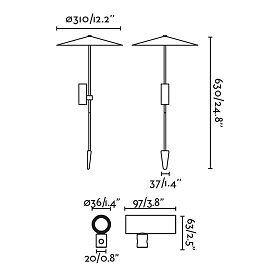 CLAP Ландшафтный светильник ржаво-коричневый 630 6W 3000K 38° C/PLAT S 24