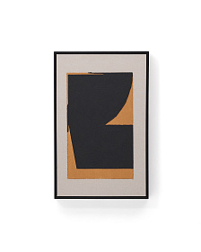 Zernu Абстрактная картина на оранжево-чёрном льняном холсте, 42 x 65 см