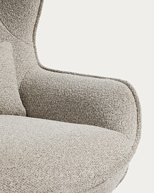 Поворотное кресло Sorile из бежевой синели и черной стали