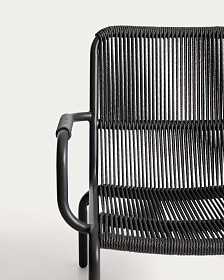 Уличное кресло Salis из графитового алюминия и темно-серой веревки