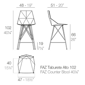 Барный стул Faz без подлокотников 102cm