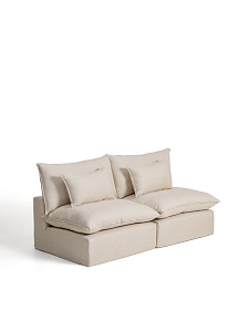 Модульный трехместный диван Anarela из бежевого льна и вискозы со съемным чехлом, 220 см