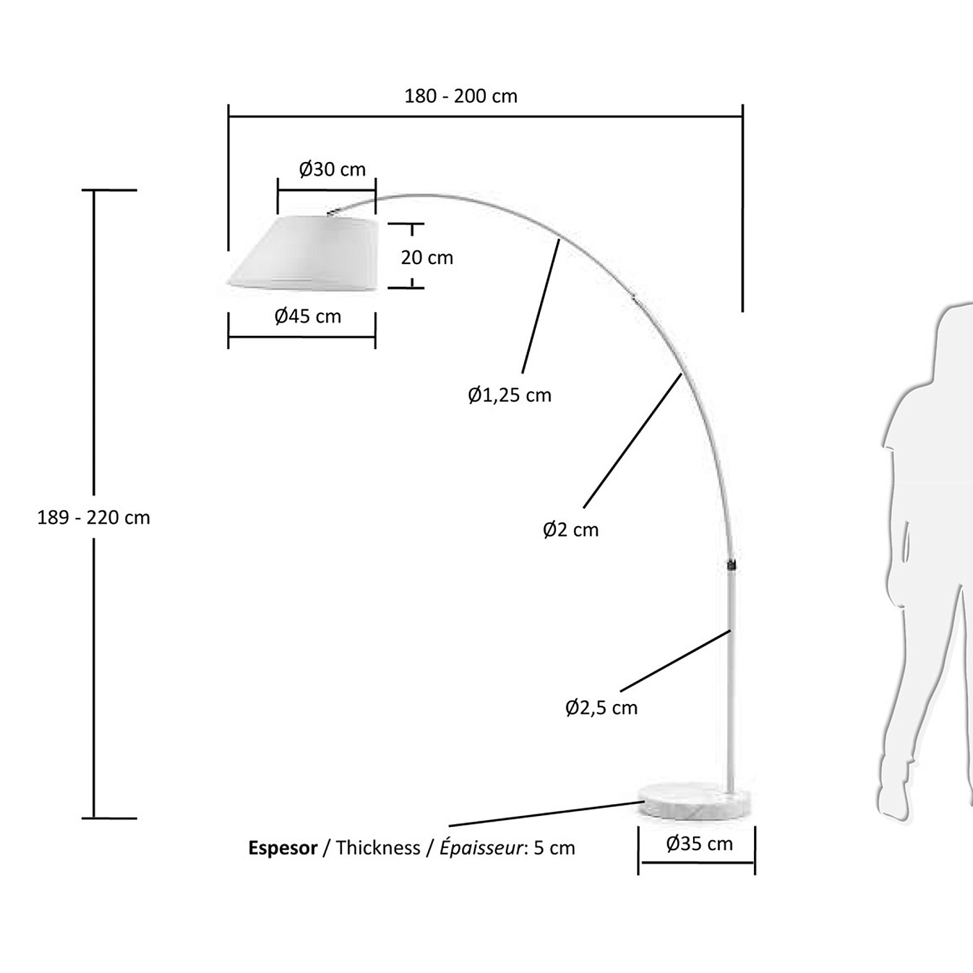 Торшер Lee белый