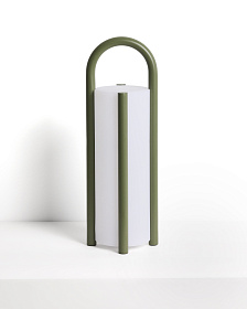 Большая портативная настольная лампа Leros из полиэтилена и стали зеленого цвета