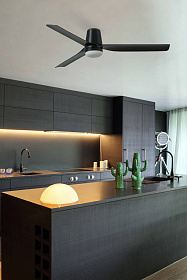 Потолочный вентилятор PUNT TUB M Ш1300MM черный 3 P LED 18W TUYA