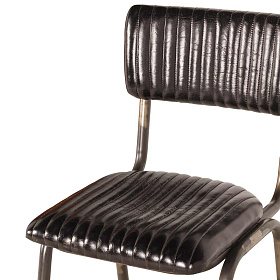 Барный стул Romina из черной кожи с серыми ножками