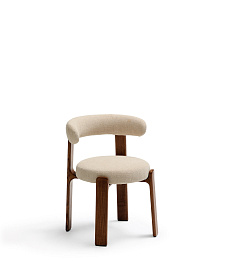 Granite Стул на 4 ножках из бежевого шенилла и массива ясеня в отделке орех