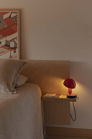 BELA Красная настольная лампа с зажимом 1XE27